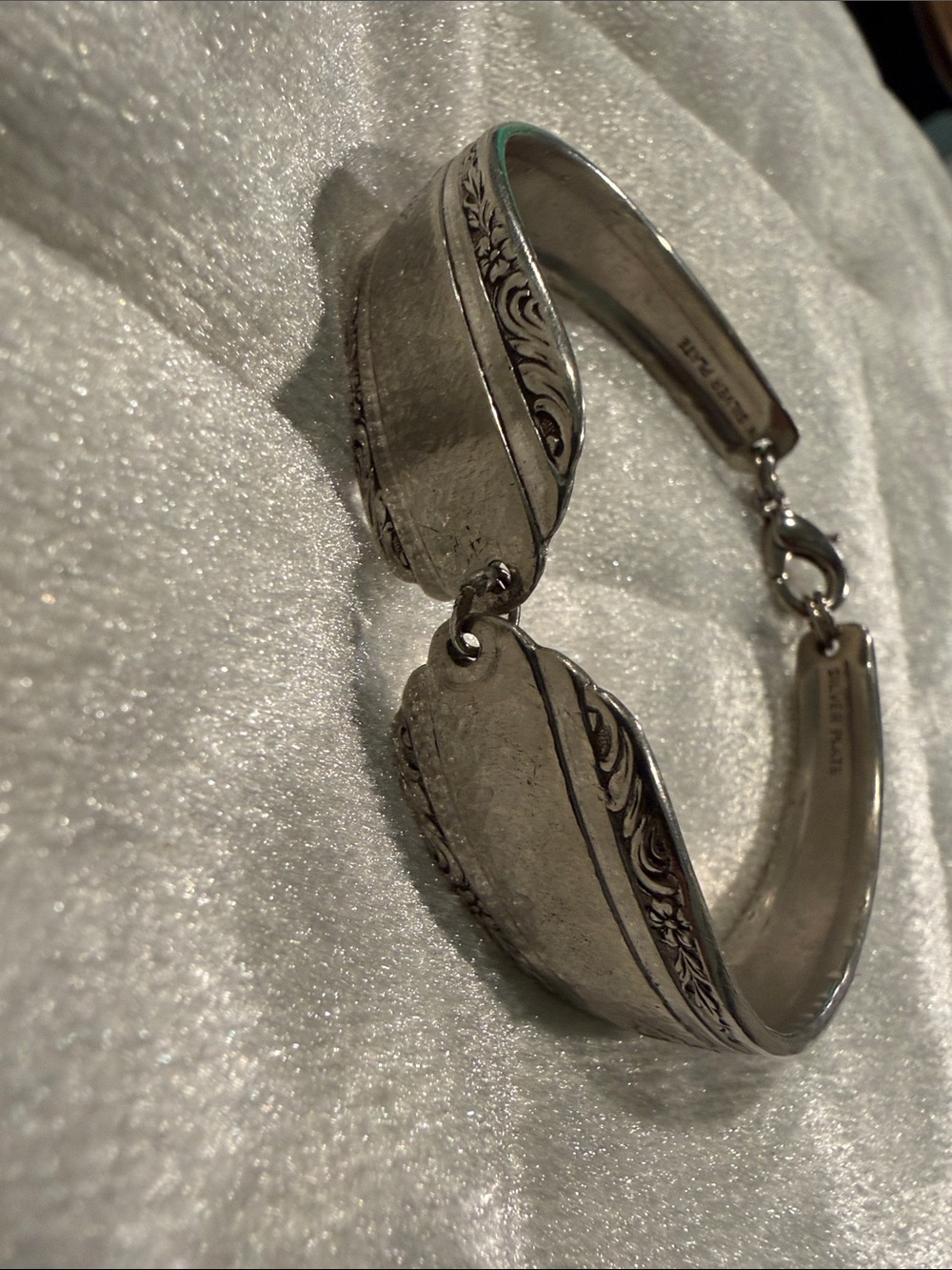 Sterling-Tone Spoon Handle Link Bracelet in Silver